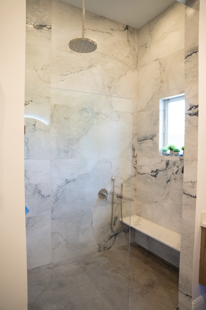 A finished shower fixture in a South Florida home