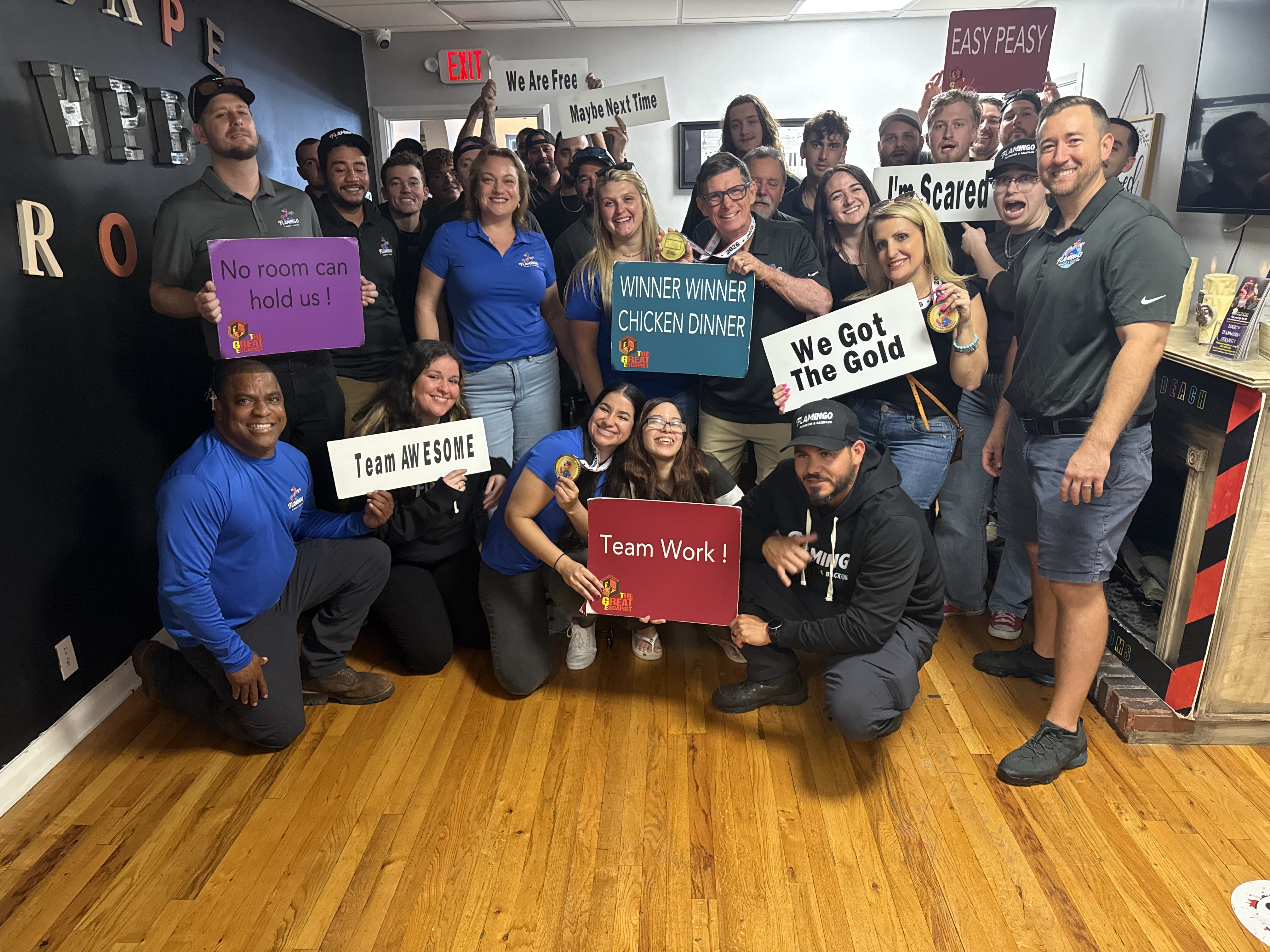 The Flamingo team celebrating together at a team outing