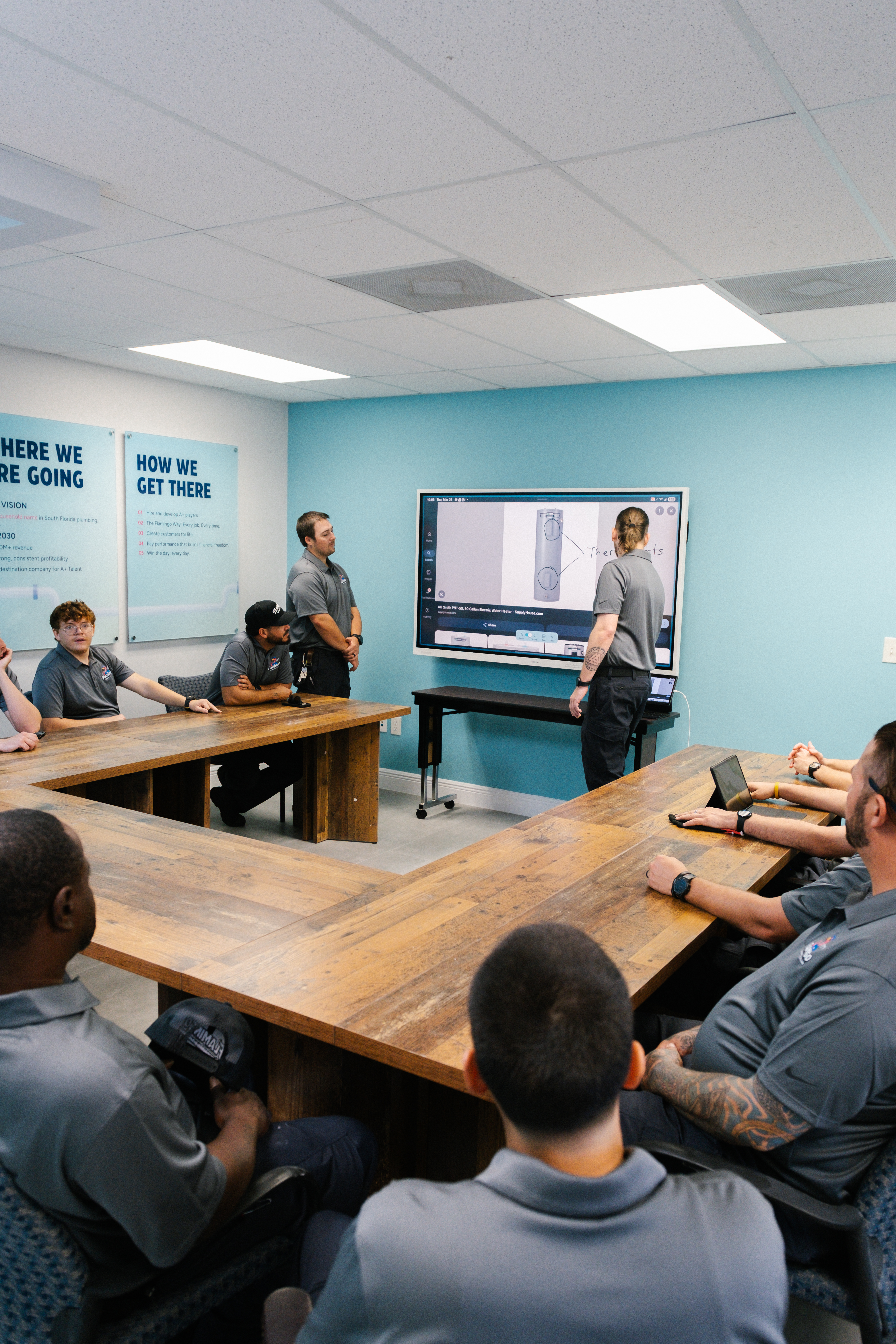 Flamingo technicians during a classroom training session