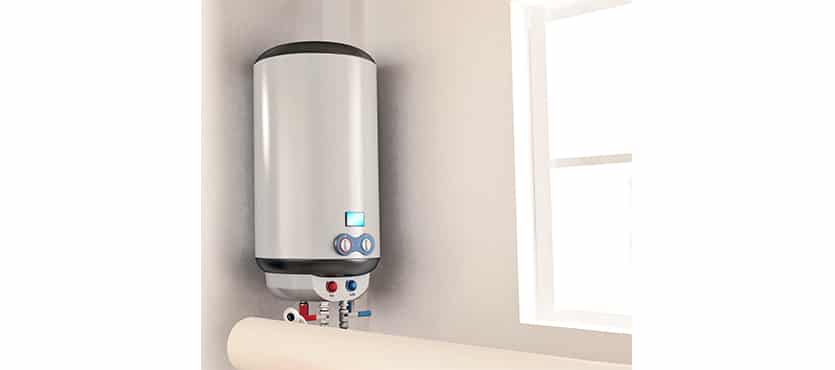 Water heater hanging on the wall. 3D illustration.