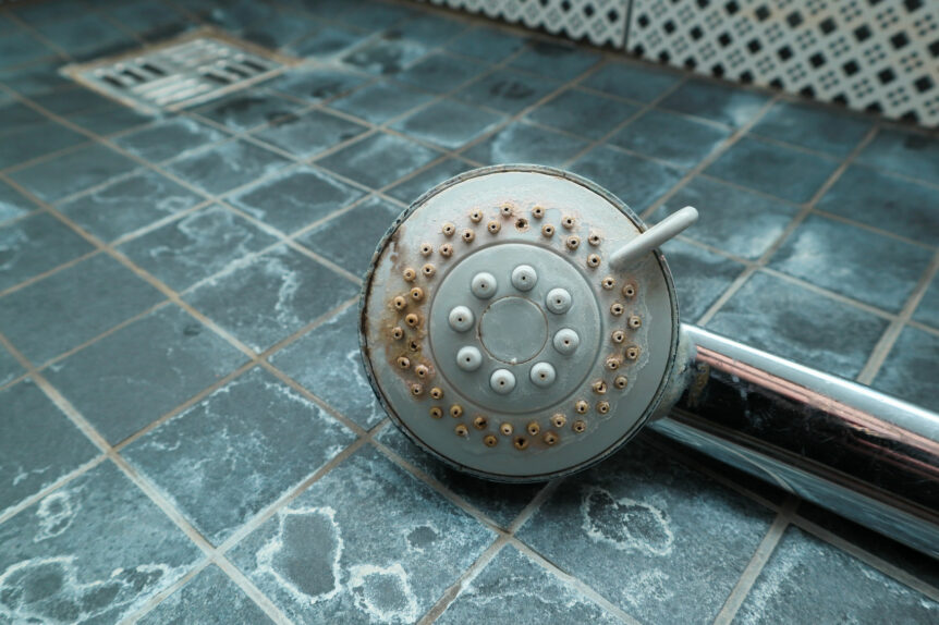 clogged showerhead that needs cleaning